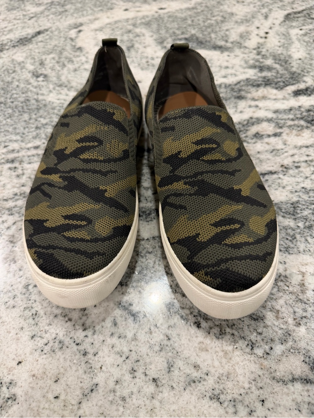 Steve Madden Women's Slip-On Camouflage Knit Sneakers - Olive/Black